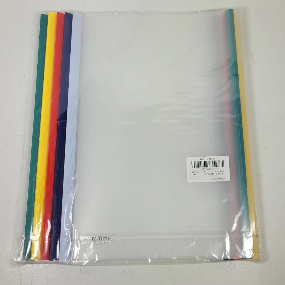 M & G 10 pack A4 Reporting covers with sliding bar- Multicolor
